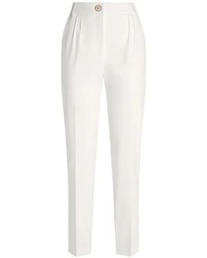 Genny Buttoned Pleated Trousers - White
