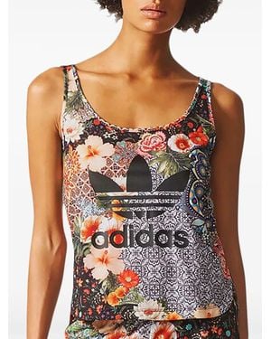 adidas Jardim Agharta Floral-Print Tank Top - Black