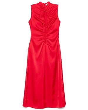 Sandro Robe En Satin À Coupe Mi-Longue - Rouge
