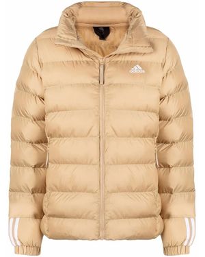 adidas Embroidered-Logo Padded Jacket - Natural