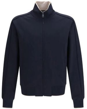 Dolce & Gabbana Logo-Plaque Zip-Up High-Neck Jumper - Blue