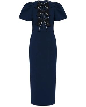 Rebecca Vallance Nemy Bow Midi Dress - Blue