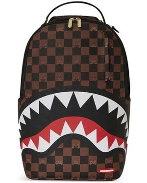 Sprayground Check-Pattern Peeking Character Backpack - Brown