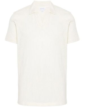 Sunspel Linear Mesh Design Polo Shirt - White