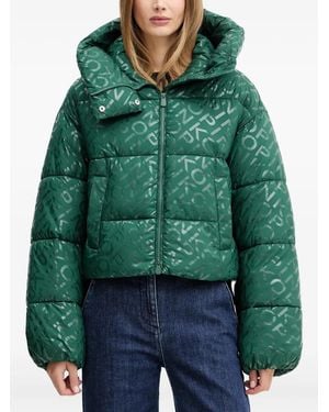 Pinko Hooded Logo-Pattern Jacket - Green