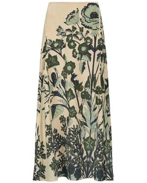 Johanna Ortiz Poems Of The Sea Floral-Print Midi Skirt - Green