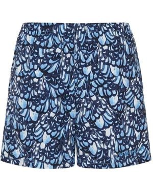 McQueen Patterned Swim Shorts - Blue