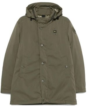 Blauer Hooded Button-Fastening Jacket - Green
