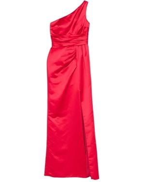 Nicole Miller One-Shoulder Satin Dress - Red