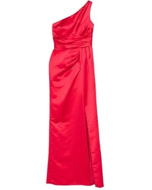 Nicole Miller One-Shoulder Satin Dress - Red