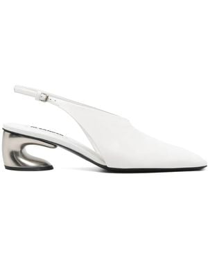 Jil Sander 50Mm Leather Slingback Court Shoes - White