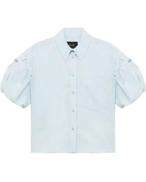Simone Rocha Puff-sleeve patch-pocket shirt - Azul