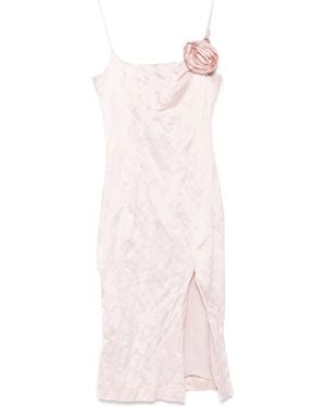 Blumarine 3D-Roses Crinkled Midi Dress - Pink