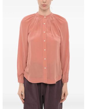 AllSaints Pleated Mandarin Collar Shirt - Pink