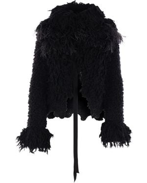 Ann Demeulemeester Veste À Ornements De Plumes - Black