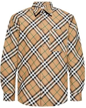 Burberry Check-Print Oxford Shirt - White