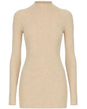 Rick Owens Ribbed-Knit High-Neck Jumper - Natural