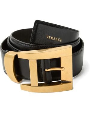 Versace Ceinture En Cuir 4 Cm - Black