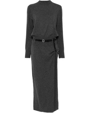 Coperni Vestido Midi Con Cinturón Y Abertura Lateral - Negro