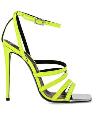 Philipp Plein Square-Toe Patent Leather Sandals - Yellow