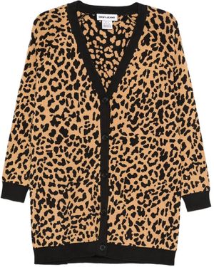 DKNY Animal-Print Cardigan - Black