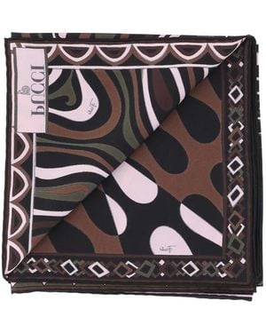 PUCCI Zijden Sjaal Met Gemixte Print - Zwart