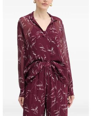 ARMANI EXCHANGE Floral-Print Long-Sleeve Blouse - Red