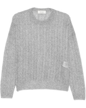 Lisa Yang Cable-Knit Crew-Neck Sweater - Gray