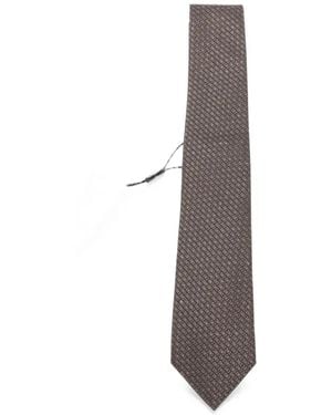 Canali Micro-Pattern Silk Tie - White