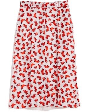 Jil Sander Floral-Print Midi Skirt - Red