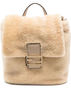 Fendi Shearling Backpack - Natural