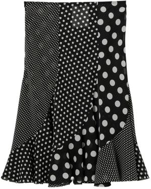 Junya Watanabe Polka-Dot Pleated Midi Skirt - Black