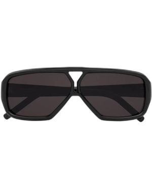 Saint Laurent Logo-Temple Pilot-Frame Sunglasses - Black