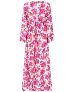 Bikinville Kordelzug-Kaftan Mit Bouganvillea-Print - Pink