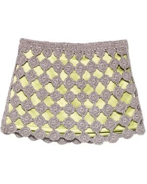 Simon Miller Zera Crochet Mini Skirt - Metallic