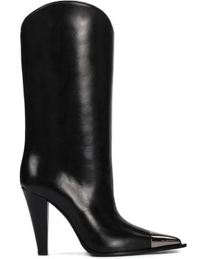 Le Silla Bottes En Cuir À Bout Métallique - Noir