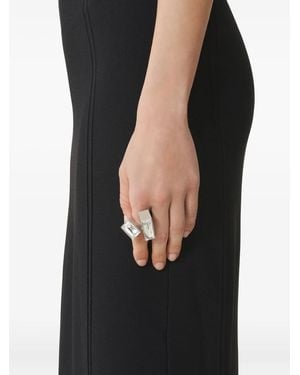 Lanvin Double-Stone Brass Ring - Black