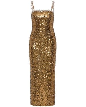 Rachel Gilbert Karter Sequin-Embellished Crystal-Trimmed Maxi Dress - Metallic