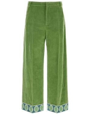 Valentino Garavani Jacquard-Hem Velvet Trousers - Green