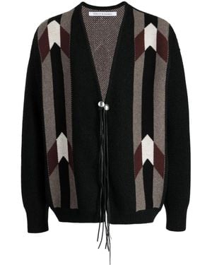 Children of the discordance Patterned Intarsia-Knit Wool Cardigan - Black