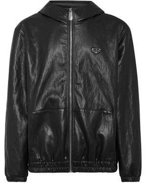 Philipp Plein Zip-Up Hooded Jacket - Black