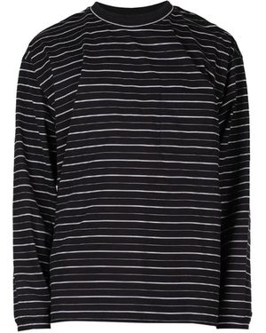 Still By Hand Striped-Pattern Long-Sleeved T-Shirt - Black