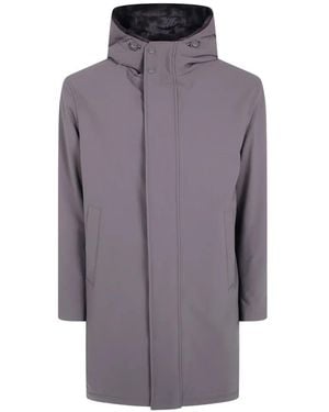 Herno Hooded Concealed-Fastening Jacket - Purple
