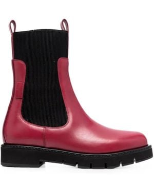 Ferragamo Ribbed Chelsea Boots - Red