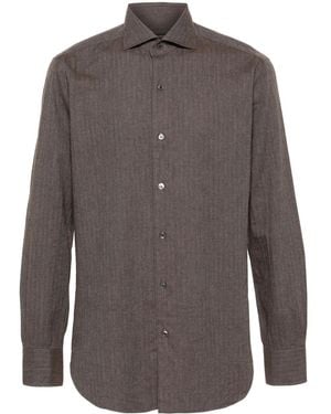 Barba Napoli ヘリンボーン シャツ - グレー