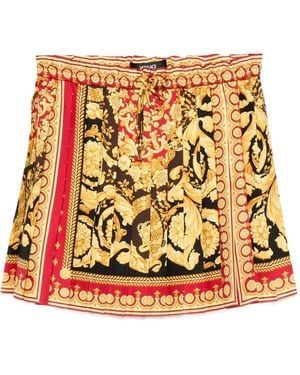 Versace Barocco-print pleated mini skirt - Metálico