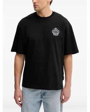Just Cavalli Logo-Embroidered T-Shirt - Black