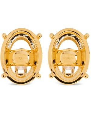 Balenciaga Logo-Engraved Oval Earrings - Metallic