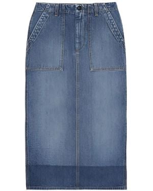 Fortela Jia Denim Midi Skirt - Blue