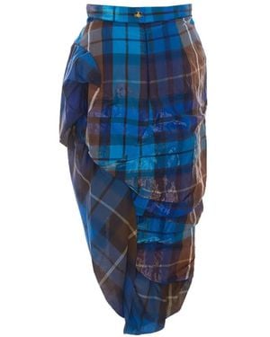 Vivienne Westwood Check-Pattern Asymmetrical Skirt - Blue